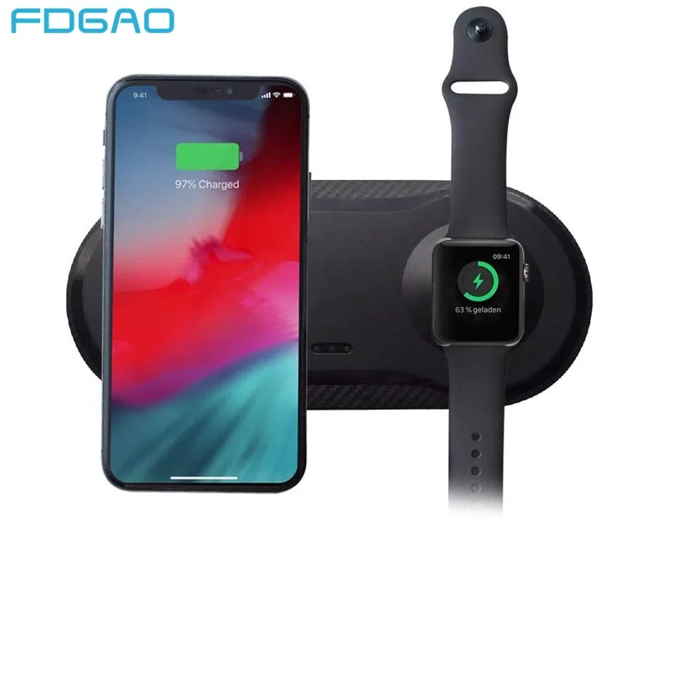 

FDGAO 2 in 1 Wireless Charger For Apple Watch 5 4 3 2 1 Qi Fast Charging Dock Pad For iPhone 11 pro Xs max Xr X Samsung S10 S9