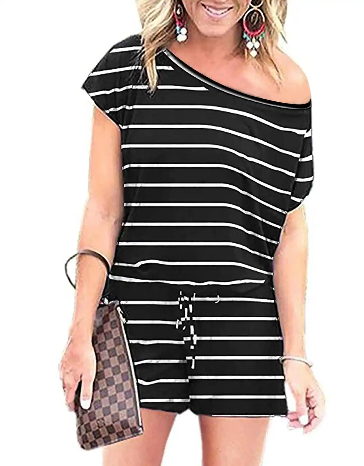 striped overalls shorts