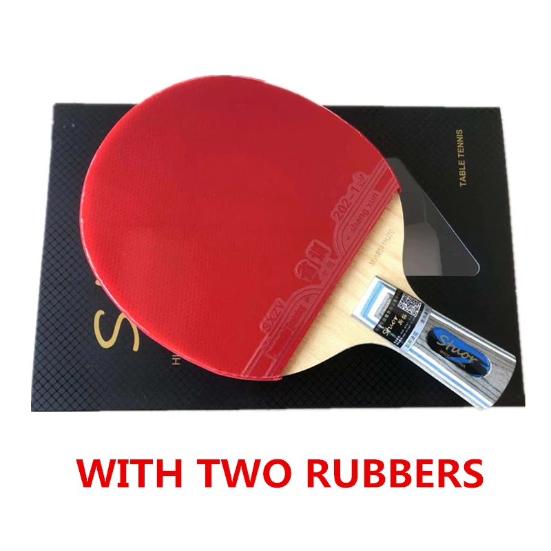 Stuor 7Ply Arylate углеродное волокно для настольного тенниса лезвие легкая ракетка для пинг понга Аксессуары для настольного тенниса бита для настольного тенниса - Цвет: CS WITH RUBBERS