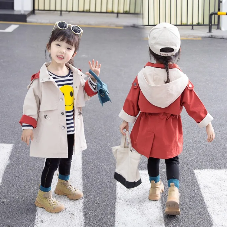 

2020 Spring Clothing New Style Korean-style Women's Small CHILDREN'S Infants Child Cotton Cloth Mixed Colors Trench Coat Long Sl