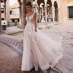 White Luxury Wedding Dress Long Sleeve Lace Ball Gown O-neck 3D Flower Bridal Dresses Court Train Custom Made Wedding Gown