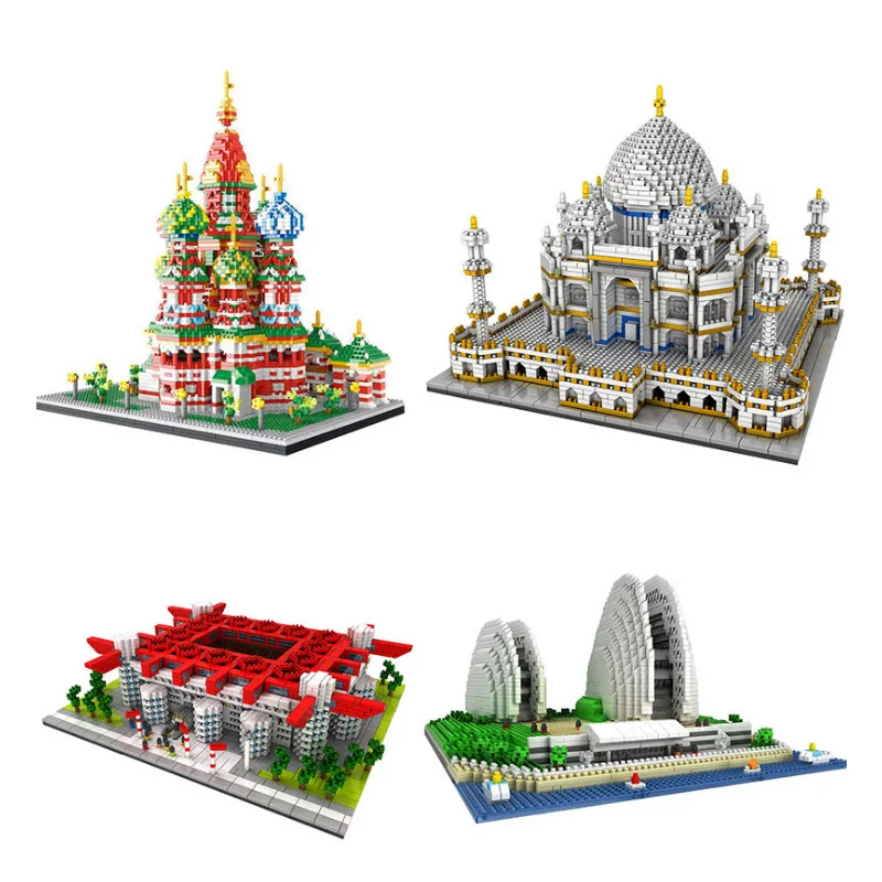 

Architecture block set Landmarks Taj Mahal Palace Big Ben Saint Basil's Cathedral Model Building Blocks Children Kits Toys Gifts