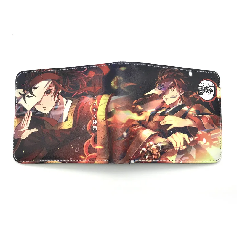 Anime Demon Slayer Kimetsu No Yaiba Tanjiro Kamado Leather Short Purse With Coin Pocket  Card Holder 