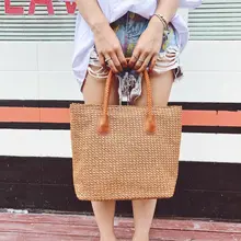 Модная женская Соломенная плетеная сумка для отдыха пляжные сумки женские плетеные сумки через плечо ручной работы для женщин большие вместительные сумки