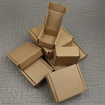 

5pcs 10 Sizes Kraft Paper Corrugated Shipping Box Small Carton Packaging Mailer Box For Mini item Jewelry Packing Storage Box