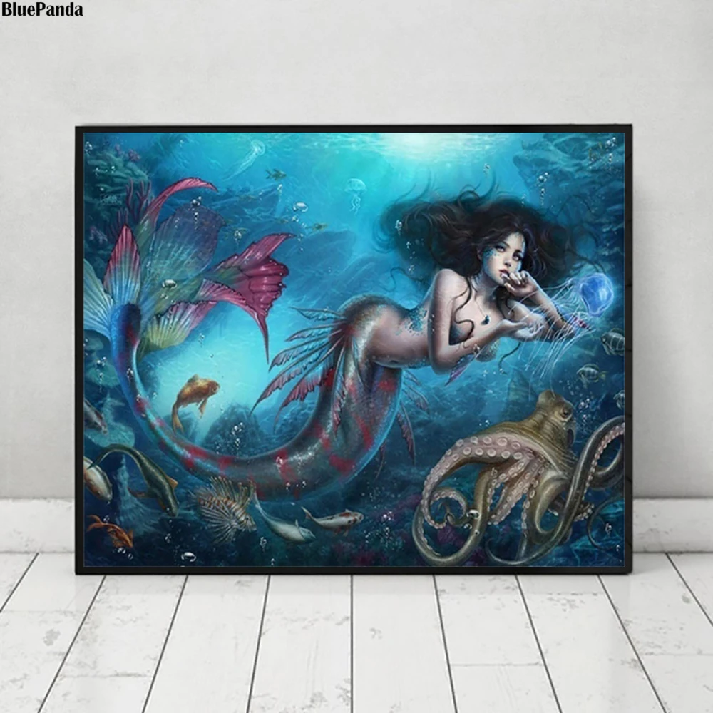 Cartoon Picture Mermaid Nordic Style Wall Art Canvas Painting Poster Print Decorative For Living Room Home Decor | Дом и сад