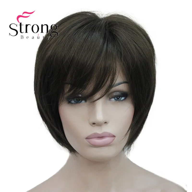 5969 #6 new charming Dark Chocolate women's short straight wig (1)