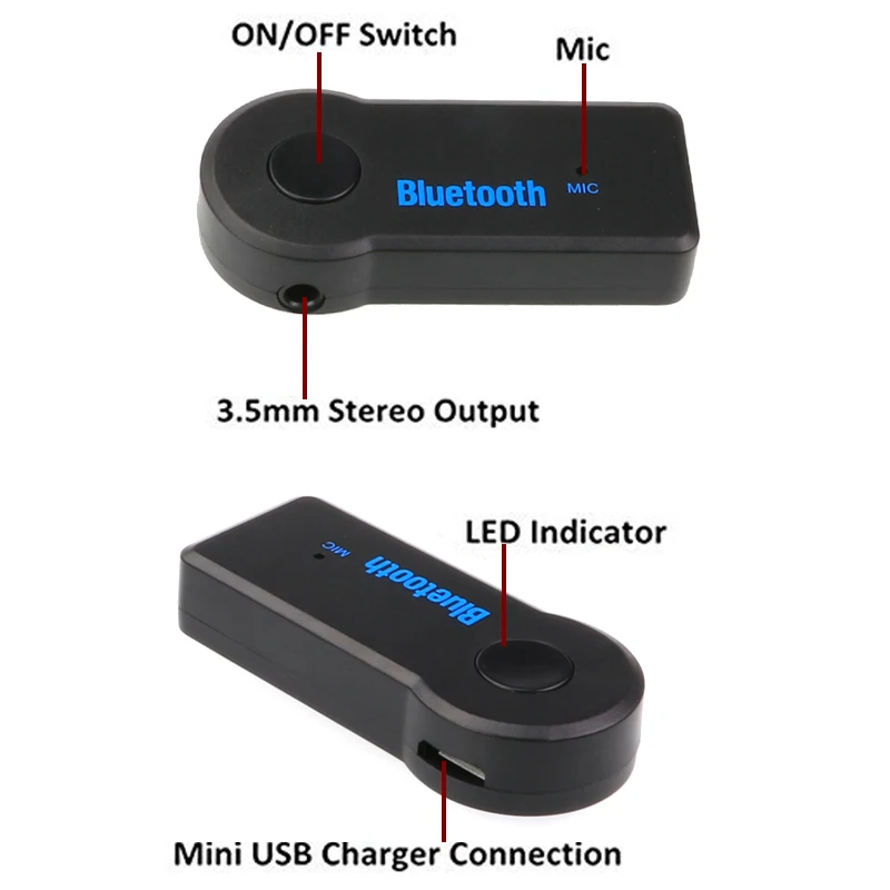 Беспроводной автомобильный bluetooth-приемник адаптер 3,5 мм AUX аудио адаптер с микрофоном для телефона аксессуар