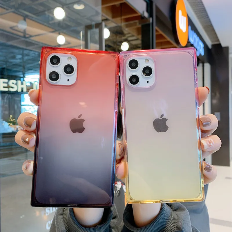 

4 Gasbag Drop-Proof Soft Gradient Case for iPhone xs 11 Pro MAX XR X 10 7 8 Plus Clear Frame TPU Silicone Anti Knock Phone Cover