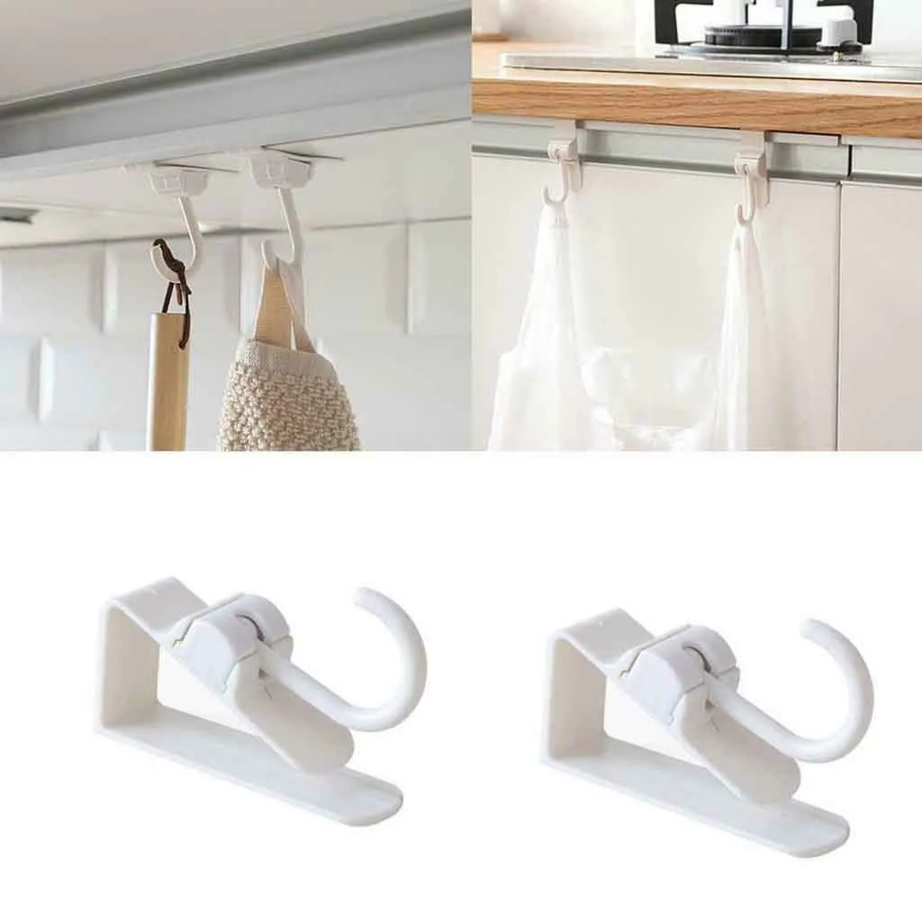

2/4/8pcs Door Hooks Rotatable Hanging Holder Storage Hook Organizer for Bathroom Kitchen Cabinet Cloth Towel Hanger Space Saving