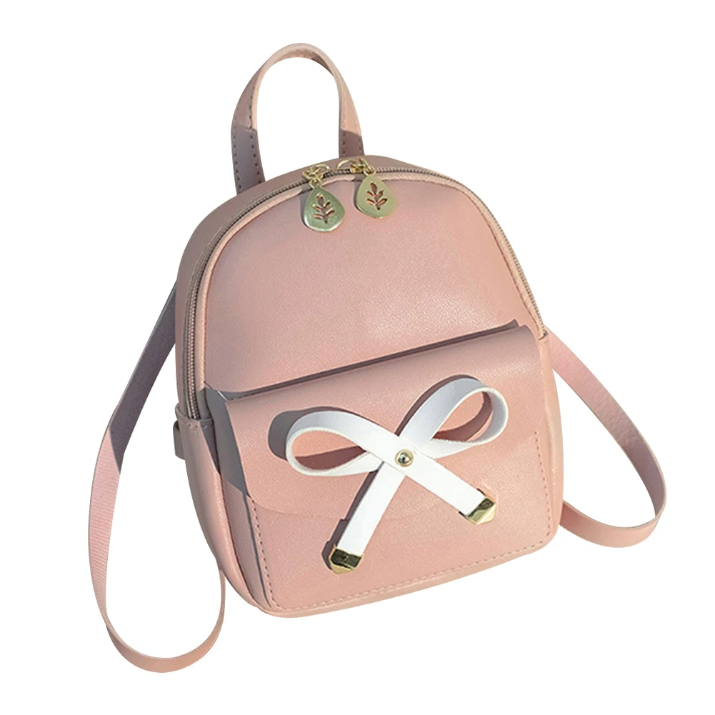 Mini Backpack Women Outdoor Travel Bowknot Faux Leather Multi-Function Small Backpack Knapsack Female Student Shoulder Bag