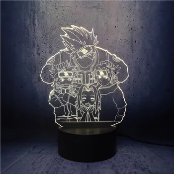 

3D Illusion LED Night light Kakashi teacher and three students Naruto Sasuke Sakura good friendship kids room decor moon lamps
