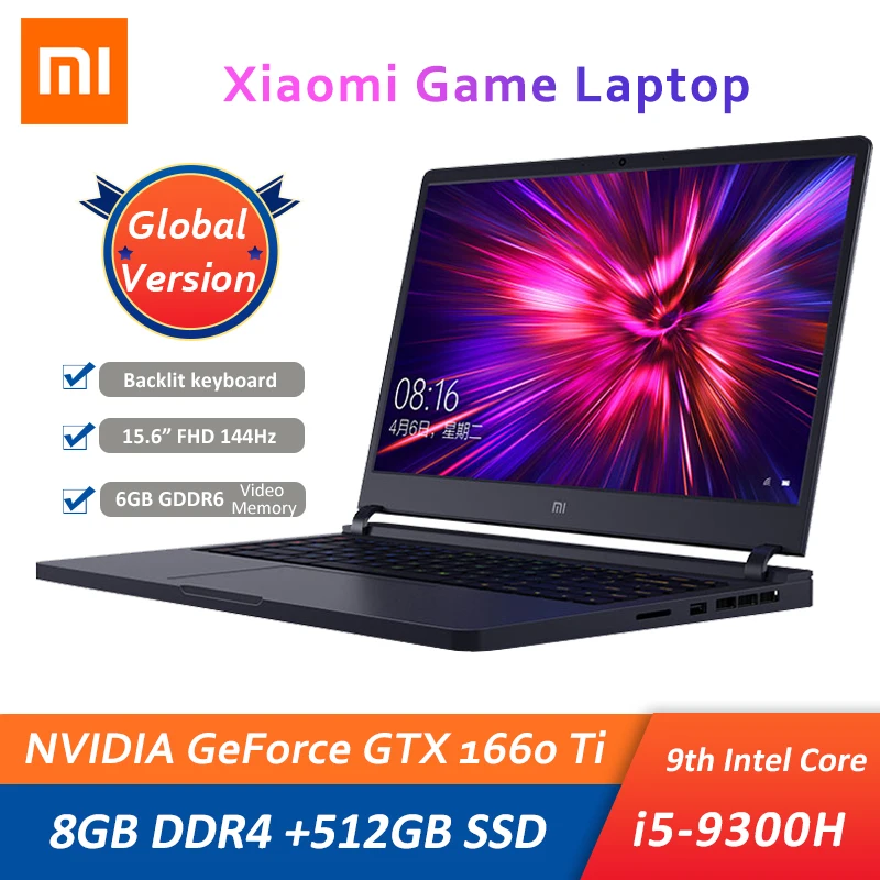 Игровой ноутбук Xiaomi Mi 2019 дюймов i5-9300H GTX1660Ti 8 Гб DDR4 + 15 6 ГБ SSD 512 Гц 144 NTSC цветная