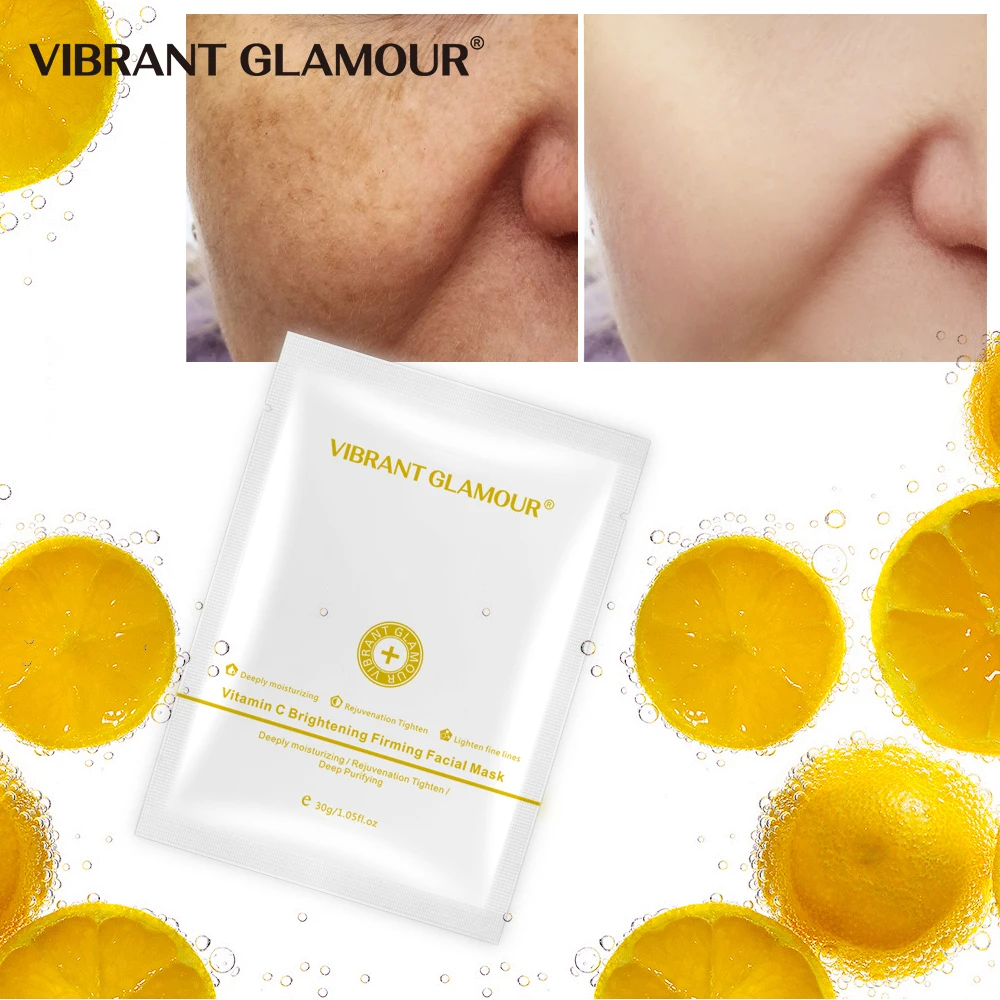 VIBRANT GLAMOUR Hyaluronic Acid Argireline Vitamin C Face Mask Moisturizing Whitening Anti Aging Nourish Firming Skin 3