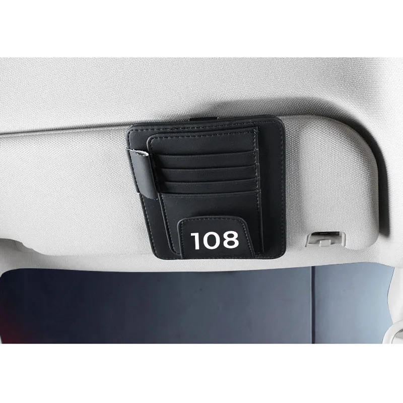 Pu Leather Sun Visor Multifunction Car Card Holder Glasses Holder Car