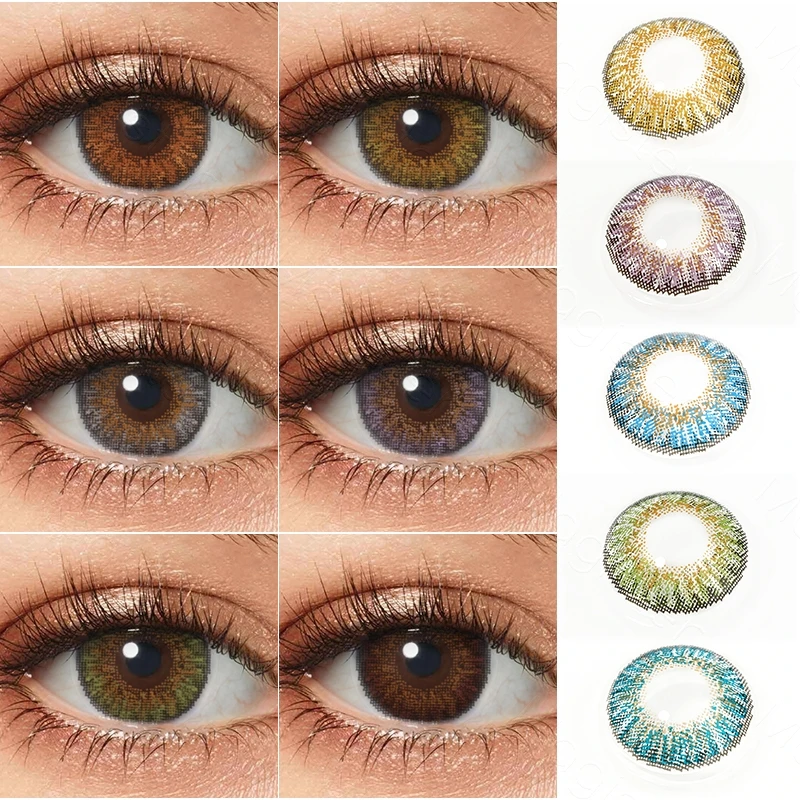 En oferta Lentillas de 3 tonos para ojos, lentillas de colores para ojos oscuros, lentillas de contacto de Color multicolor, 1 par X6MNegZklbK