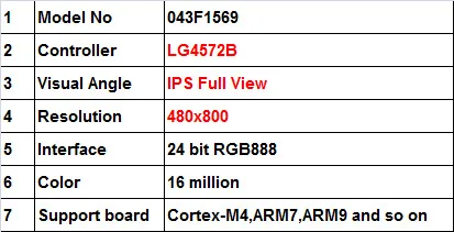 Ips 4,3 дюйма 16,7 М TFT lcd емкостный сенсорный экран с адаптером плата LG4572B Привод IC 480*800 24 бит RGB888 интерфейс STM32