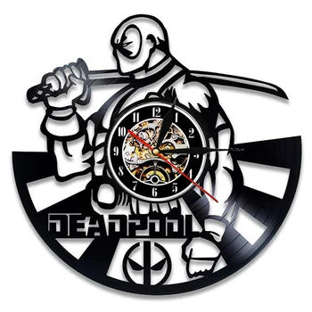 

Vintage Vinyl Record Wall Clock Modern Design Deadpool Marvel Comics Hanging Watch Vinyl Wall Clocks Home Decor Gifts for Men