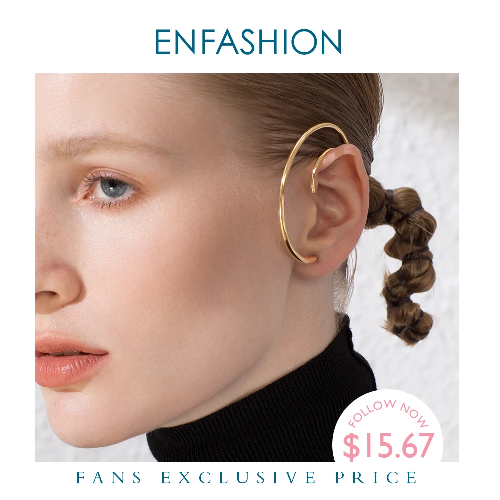 

ENFASHION Big Circle Hoop Earrings For Women Accessories Gold Color Statement Ball Curve Hoops Earings Fashion Jewelry E191122