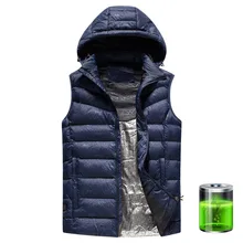 Зимняя мужская теплая куртка без рукавов 6xl с электрическим подогревом Повседневная куртка с капюшоном моющийся жилет с хлопковой подкладкой мужской жилет AGA12