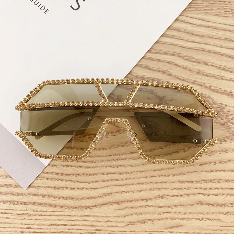 C6 Роскошные негабаритные Квадратные Солнцезащитные очки женские брендовые блестящие очки со стразами оправа женские солнцезащитные очки уличные Gafas Oculos Feminino - Цвет линз: C6