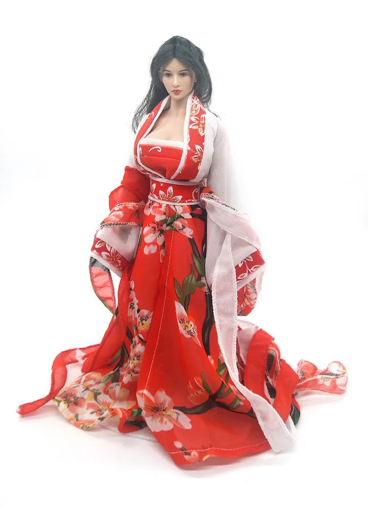 

IN STOCK 1/6 Ancient Female Clothes Red Printed Hanfu Suitable For PH TBL UD Body