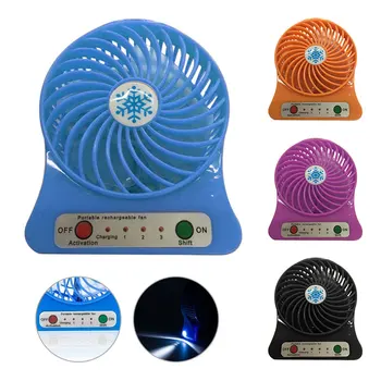 

USB Fan Power Bank Small Fan White 5W 138 * 105 * 39mm Mini Powered Portable Cooling 3 Speed for Computer W/Light