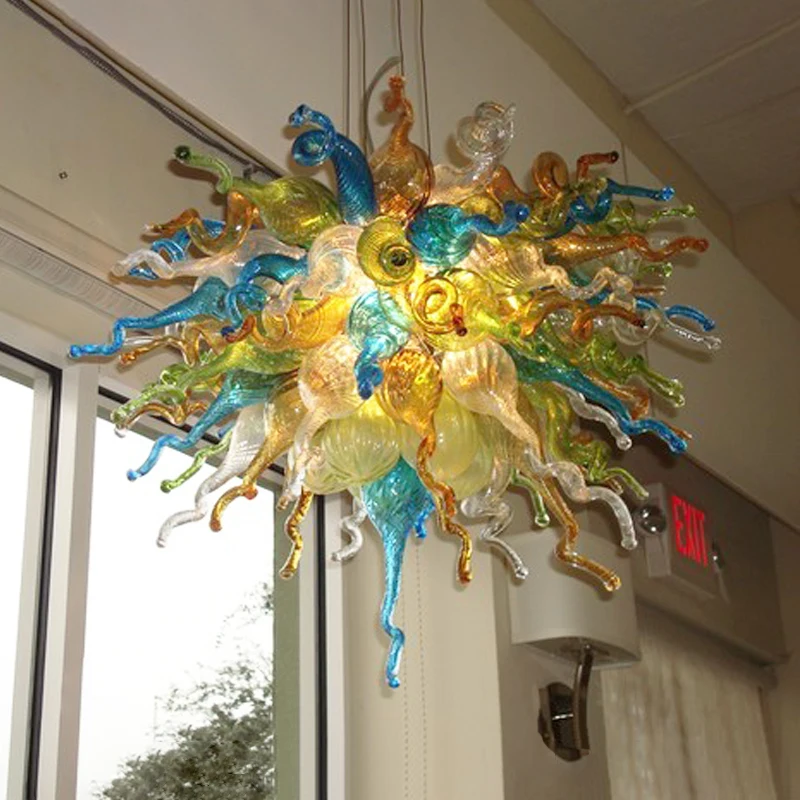 Free Shipping UL/CE 110v/220v LED Bulb Multicolor Blue Green Murano Glass Art Flower Chandelier Lightings | Лампы и освещение