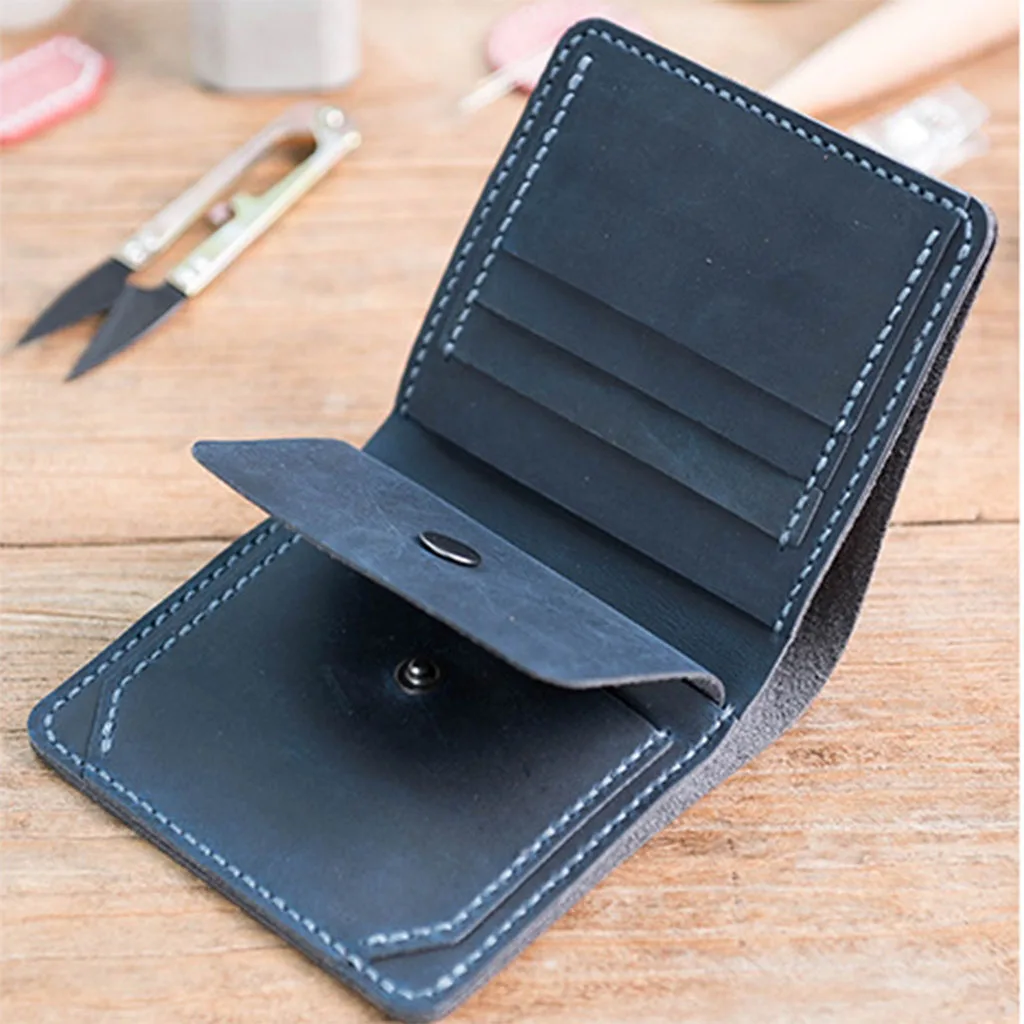 Vintage DIY Leather Short Wallet Purse Card Holder Kit Leather Blanks Set for DIY Purse Making