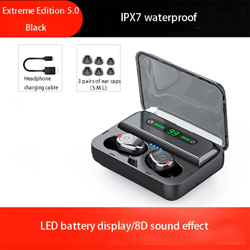 

TWSF9 wireless bluetooth 5.0, LED, waterproof, mini, sports, HIFI, suitable for Xiaomi iphone