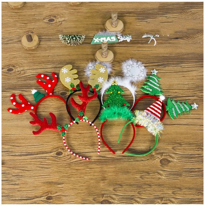 

Christmas Antlers Headbands Snowflake Head Buckle Adult Children Xmas Tree Headwear