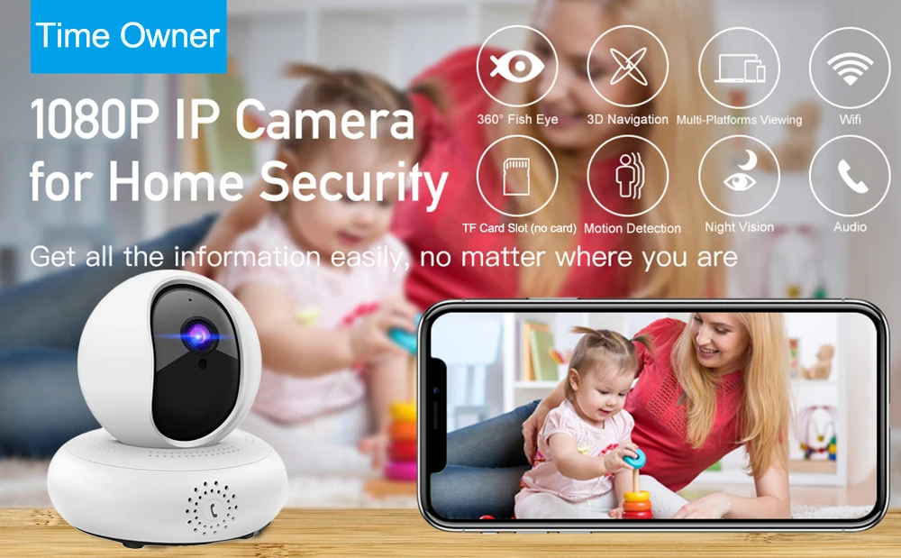 Full HD 1080P IP камера беспроводная радионяня WiFi домашняя камера безопасности 120 ° широкоугольный двухсторонний аудио обратный вызов ночного видения
