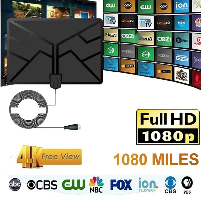 1080 Miles HD ТВ Антенна Крытый HD 1080P многоканальный 980 Miles цифровой ТВ усиляющая антенна