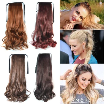 

Hot Sold Natural Clip In Wrap on Ponytail hair Extensions Straight Wavy Hair