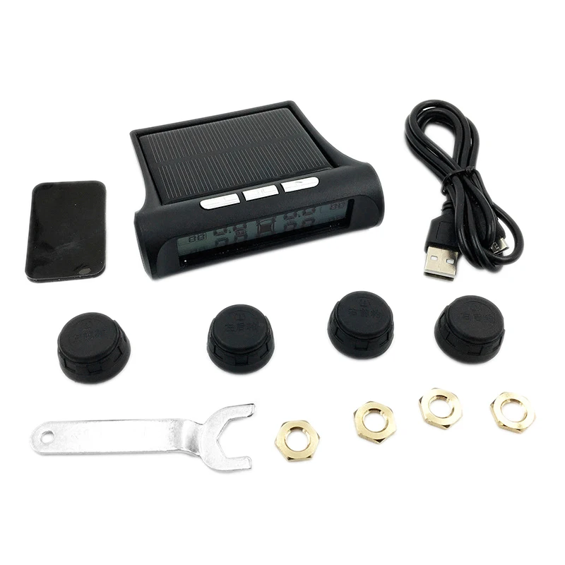 

Car Tire Pressure Alarm Monitor System TPMS Backlight Digital Display Solar Energy Power USB Charger
