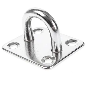 

4 Holes Hardware Boat Deck With Ring Rectangle Marine Rope Fixing Eye Plate Stainless Steel Yacht Accessories