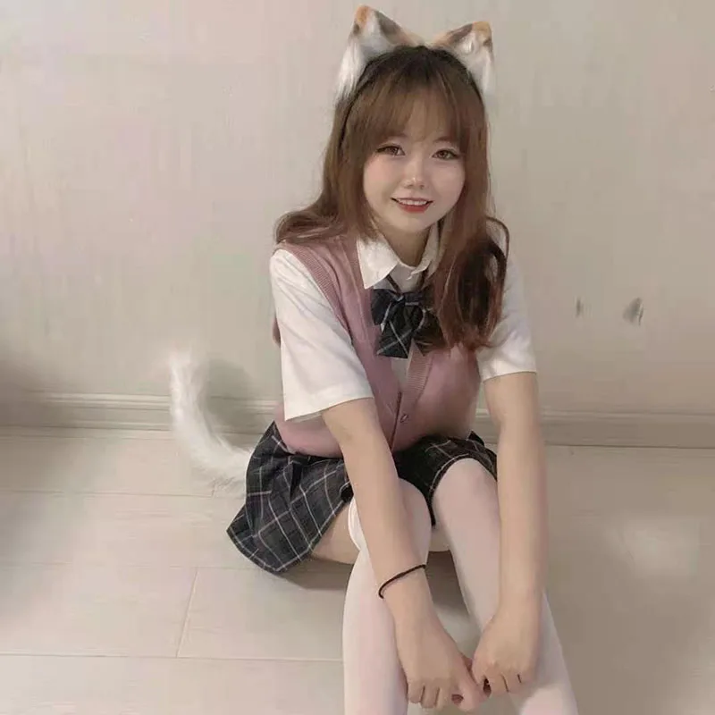 Cat tail cosplay fur tail simulation animal tail black White Gray Halloween party show cat ears anime cosplay