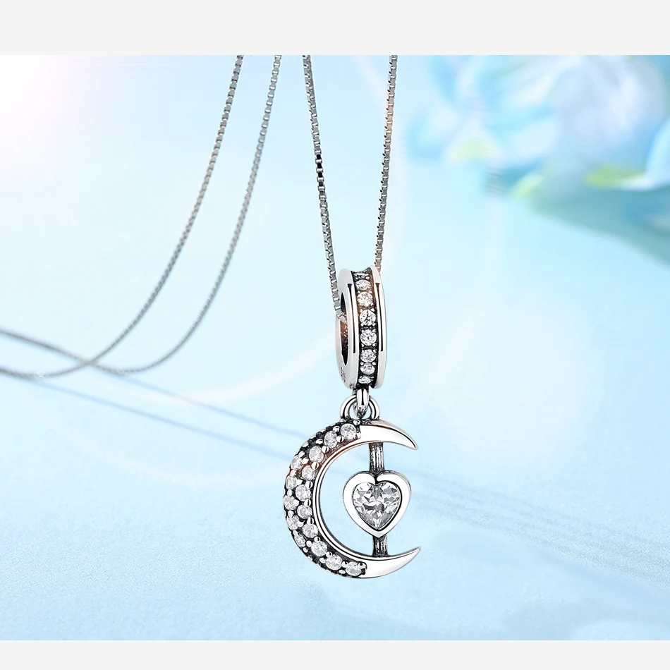 ELESHE 925 пробы серебряные подвески с подвеской I Love U To The Moon, подходят для оригинальных браслетов и ожерелий для женщин, ювелирные изделия своими руками