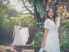 

2018 Promotion Vestido De Festa Longo V-neck Sample Sheer Sleeves Pregnant Women Cap Sleeve bridal mother of the bride dresses