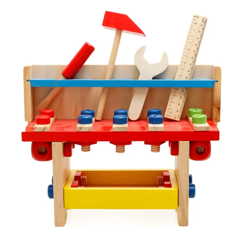 

Children's wooden blocks toy tools table disassembly nut combination early education toy nut knife wrench wooden hammer ruler