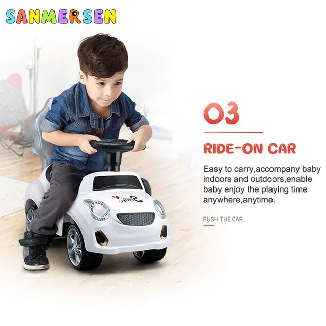 Baby Scooter Children Walker Ride on Toy Car 3 in 1 Four-Wheeled Music Hand Push Trolley Kids Outdoor Toys Yo Car 1-4 Years 4