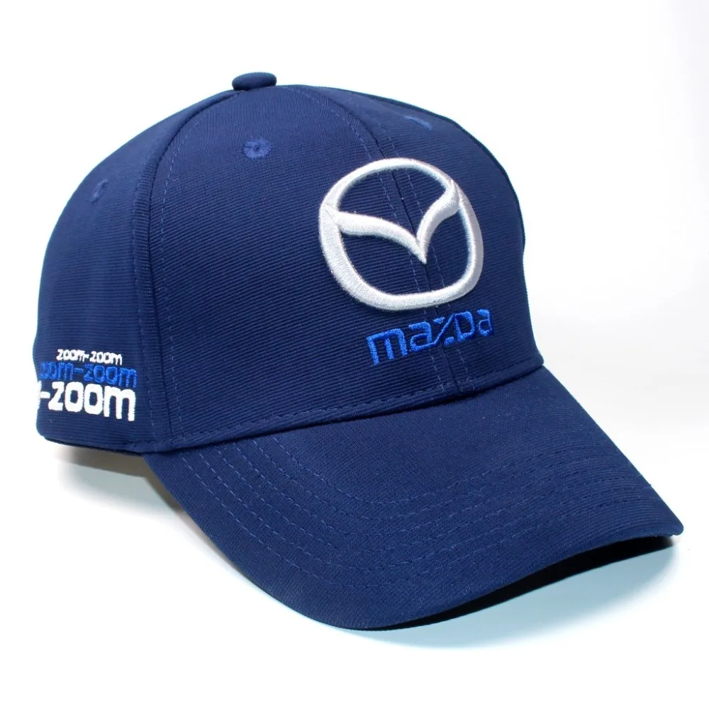 Mazda Zoom Snapback Cap 3D Embroidery MAZDASPEED PERFORMANCE ACCESSORIES With Rear Adjustable Silver Metal Buckle Incised Brand Car Logo Solid Royal Blue Color