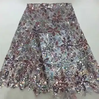 

African Lace Fabric 2020 High Quality Lace Sequins Lace Fabric French Net Tulle Nigerian Lace Fabrics For Sewing Fabric DPA13