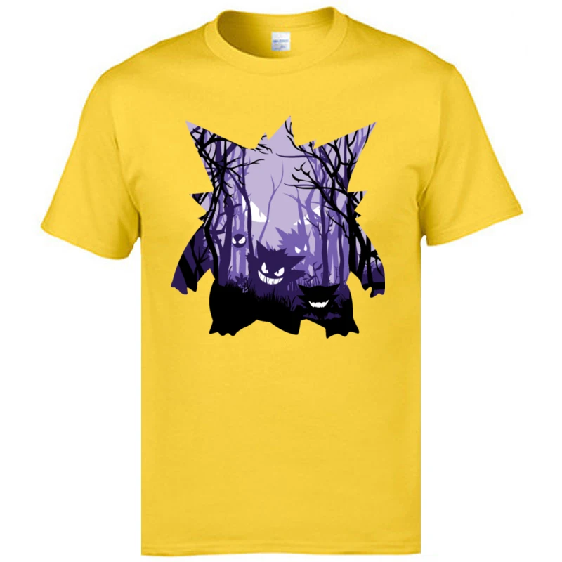 Satanic Gengar лесная футболка покемон демон силуэт скидка мужская футболка ostern день Топы И Футболки повседневные дизайнерские футболки - Цвет: Золотой