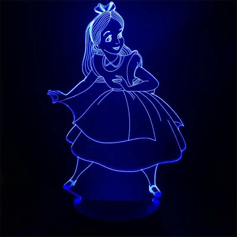 Светодиодная Ночная лампа Disney Princess Alice для детей декоративный светодиодный