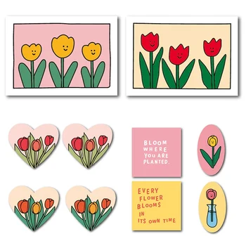 

10pcs Lovely Flowers Become Poems Notebook Notepad Sticker Creative Shine Replaceable Sticker Stationery Gift Traveler Journal
