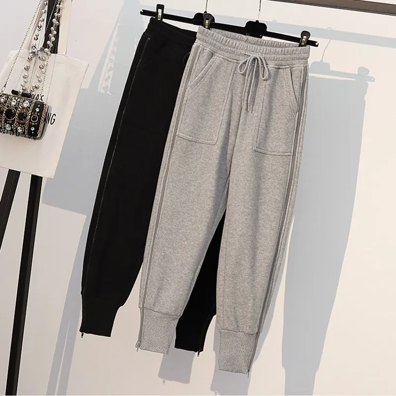 

Women spring High Street Loose Sport Running High Waist Pants Sweatpants Jogger Plus Velvet Hip Hop Harem Trousers