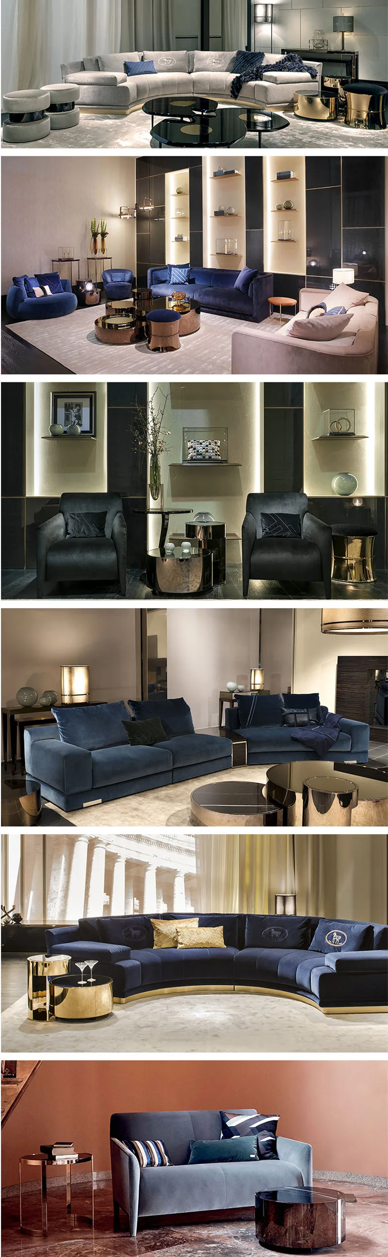 Североевропейский итальянский стиль дизайн мебели роскошный черный титановый журнальный столик набор для виллы и отеля