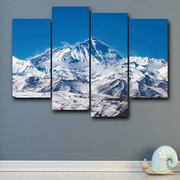 

4 Panel Canvas Painting Snow mountain Large Posters Prints Modern Home Living Room Bedroom Decoration majestic Wall Art Picture