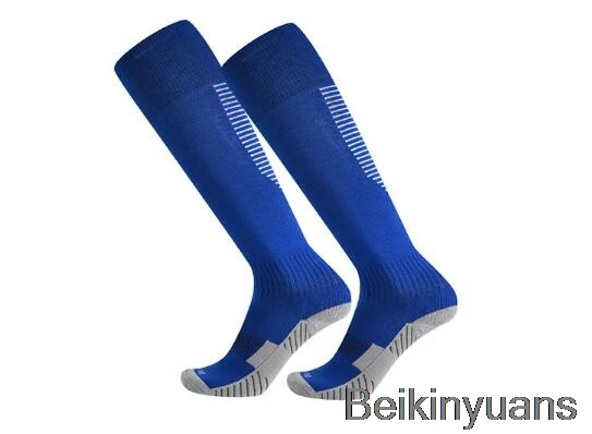 Color blue Хлопковые детские спортивные футбольные носки, толстые гольфы, высокие футбольные гольфы, Нескользящие, удобные и дышащие - Цвет: Color blue